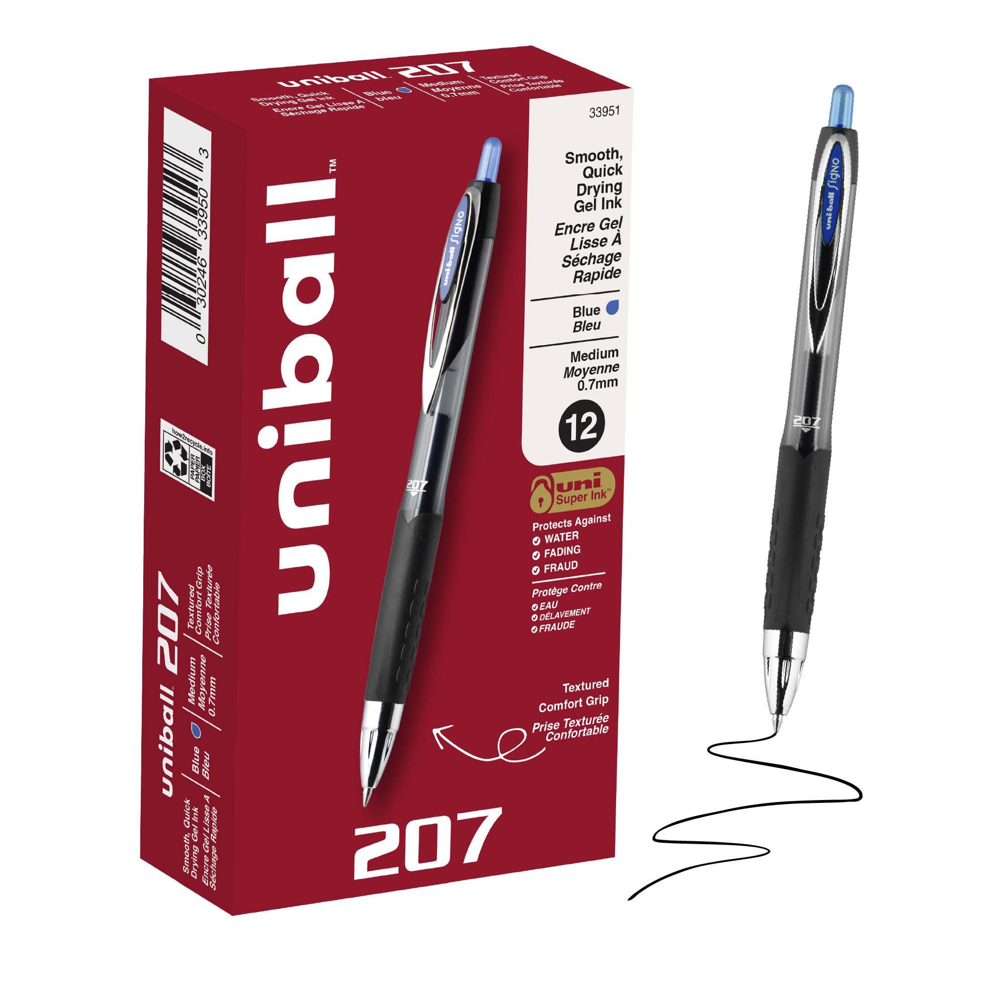 Uni-ball 207 Retractable Gel Pens, 12 Pack (ASIN: B00006IAOQ)