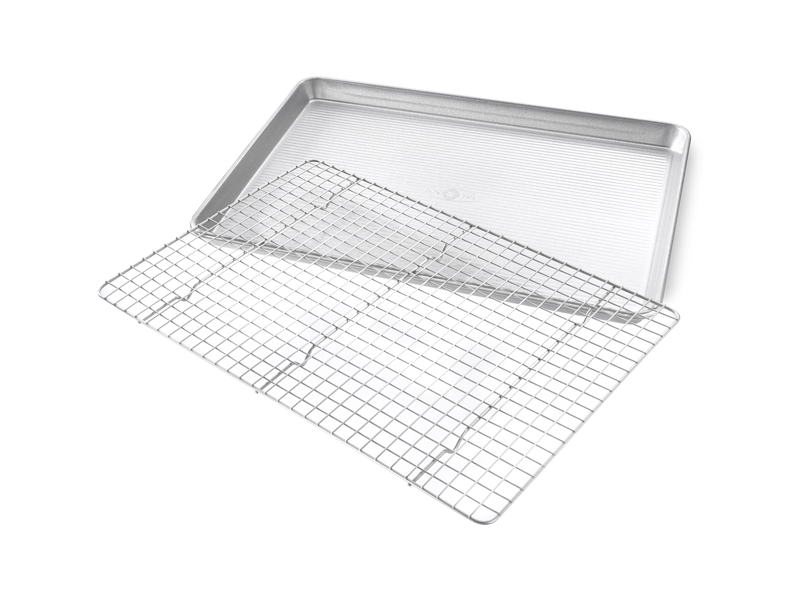 USA Pan Bakeware Aluminum Half Sheet with Cooling Rack