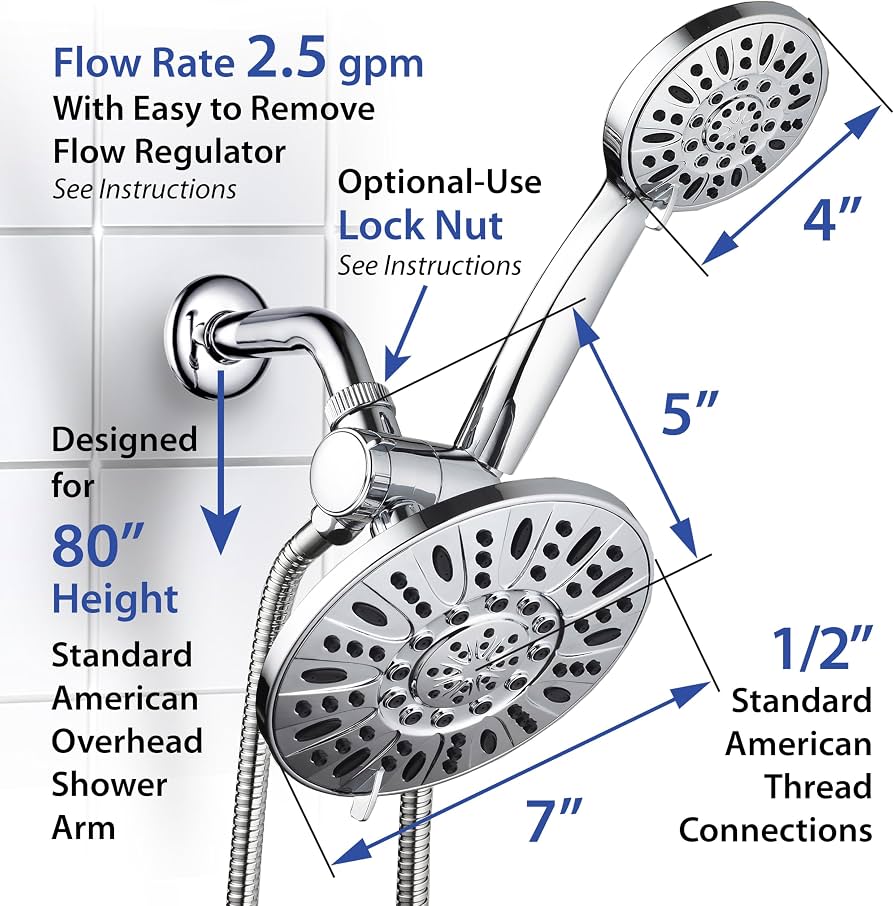 VANDESA 7-Inch High Pressure Rain Shower Head