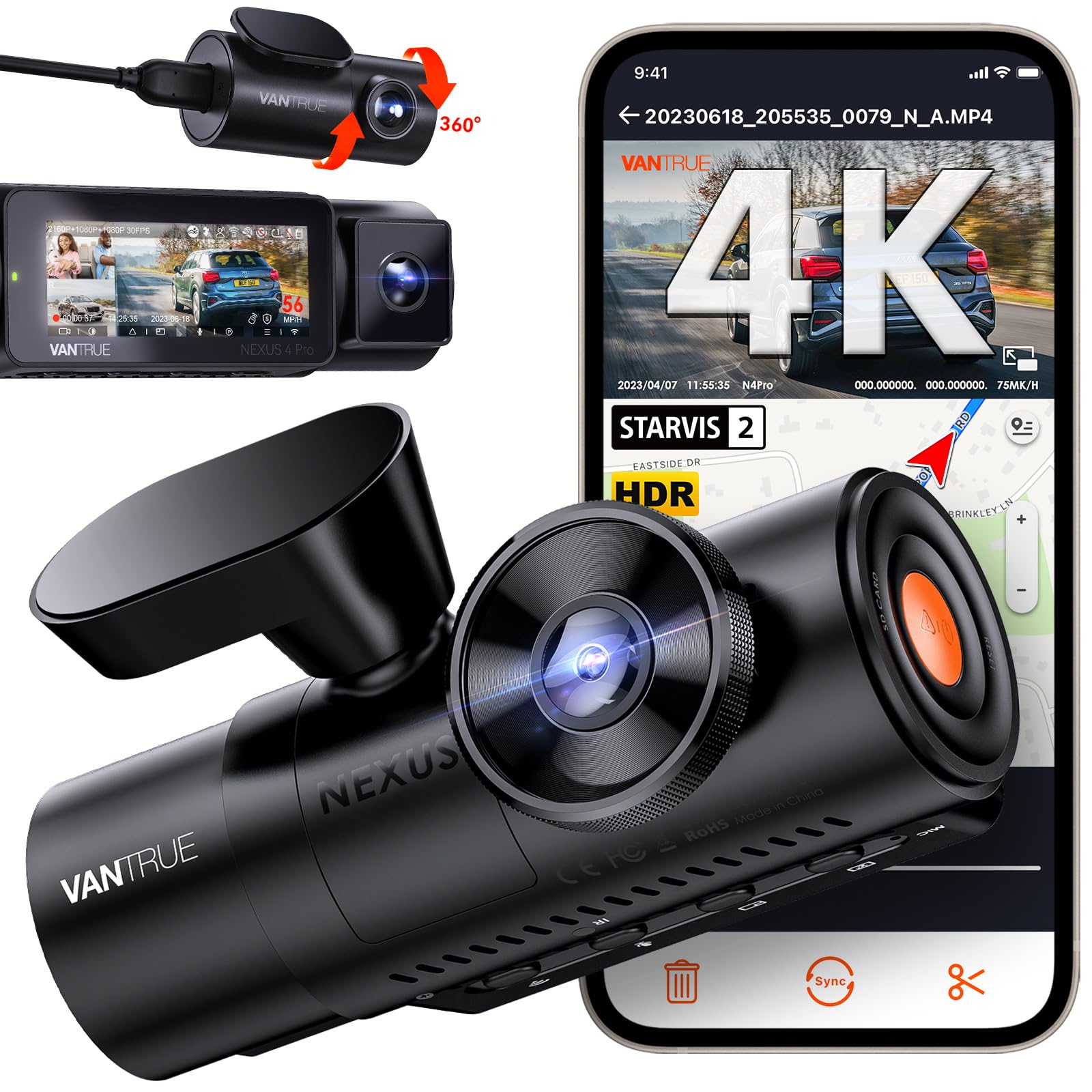 Vantrue N4 3-Channel Dash Cam
