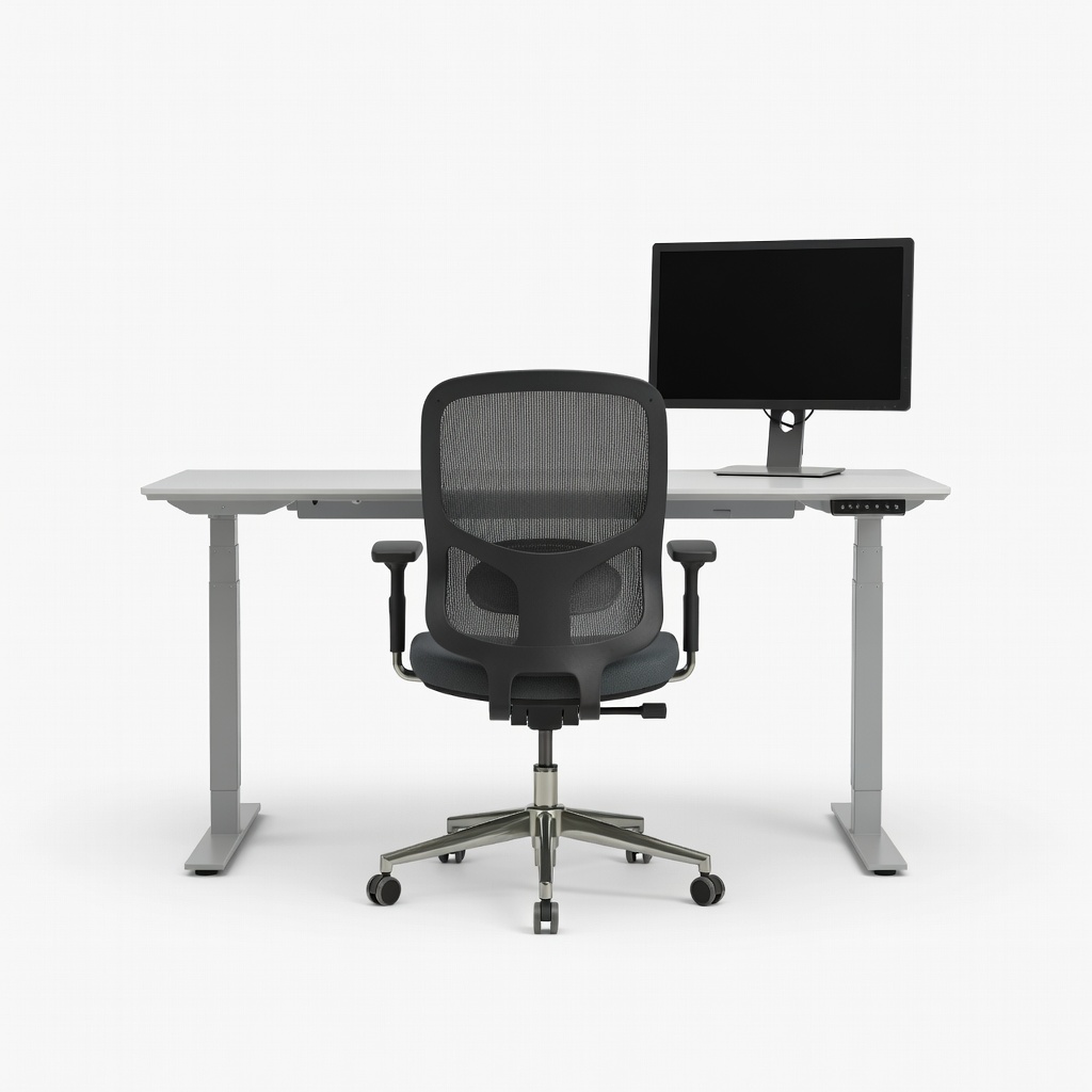 Vari Electric Standing Desk 48x30 + Branch Ergonomic Chair + HP VH240a 24-inch Monitor Bundle