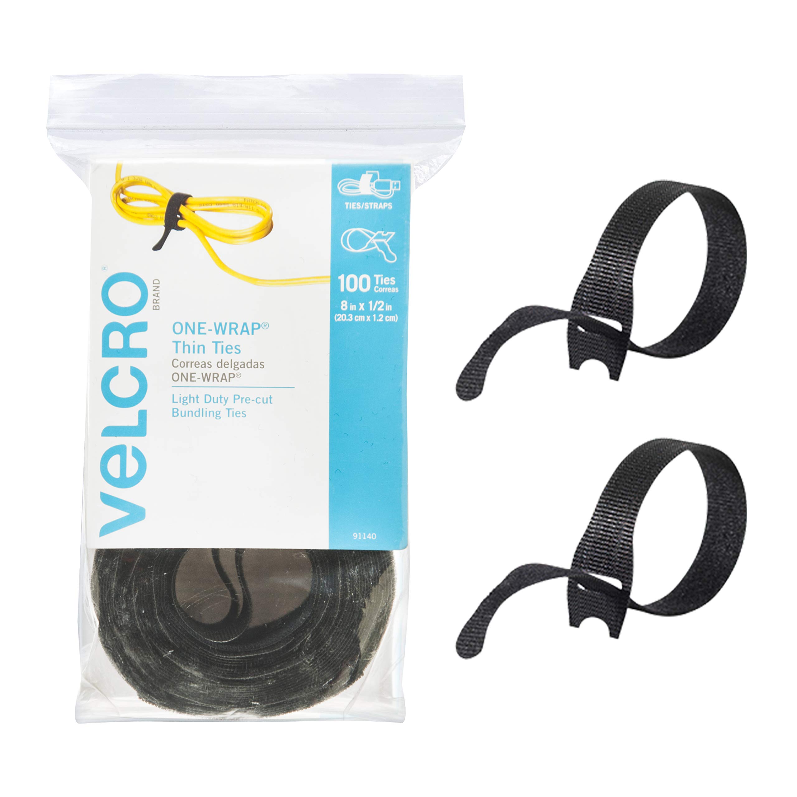VELCRO Brand ONE-WRAP Cable Ties, 100 Pack