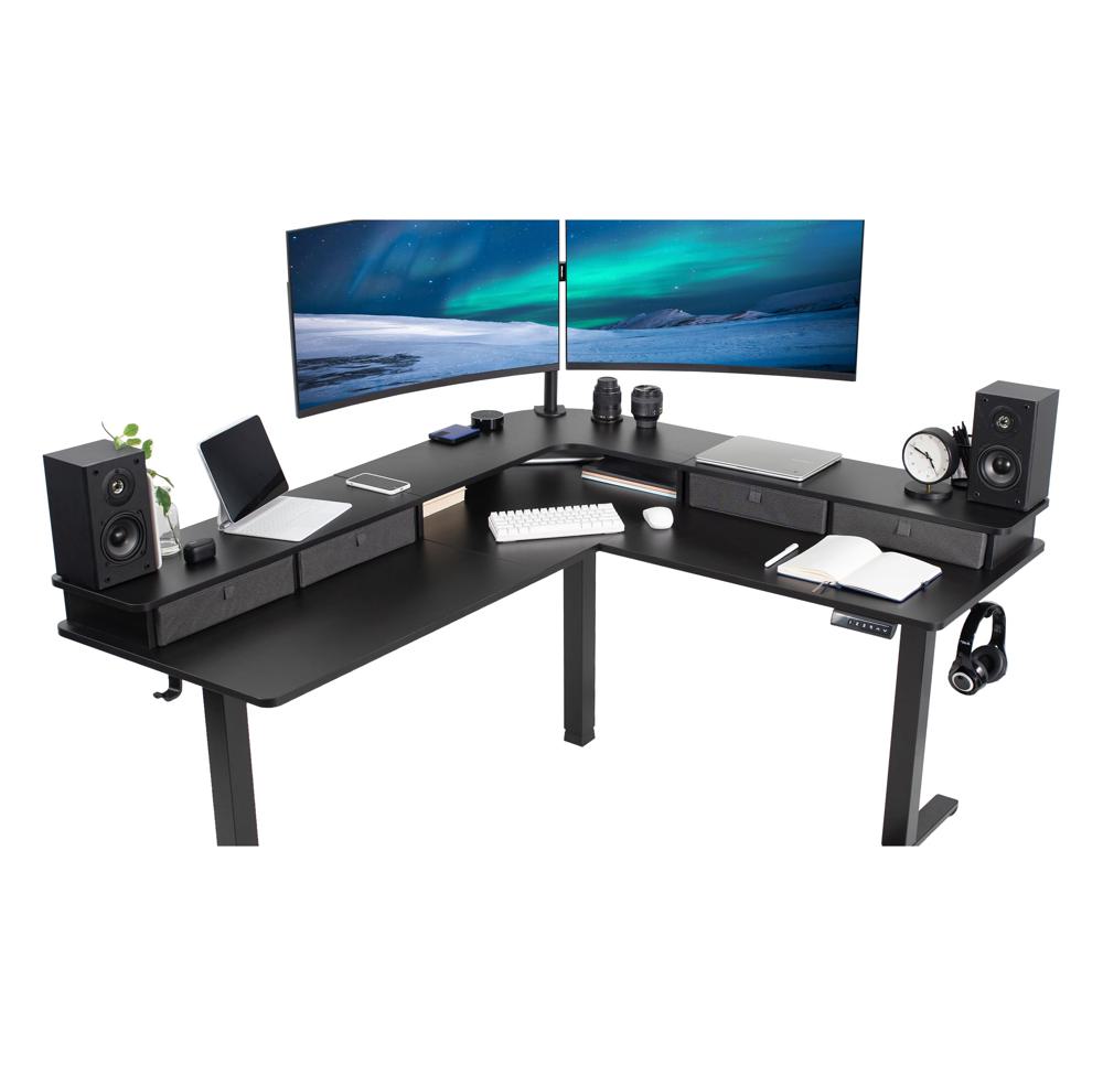 VIVO 63x43 L-Shaped Electric Standing Desk