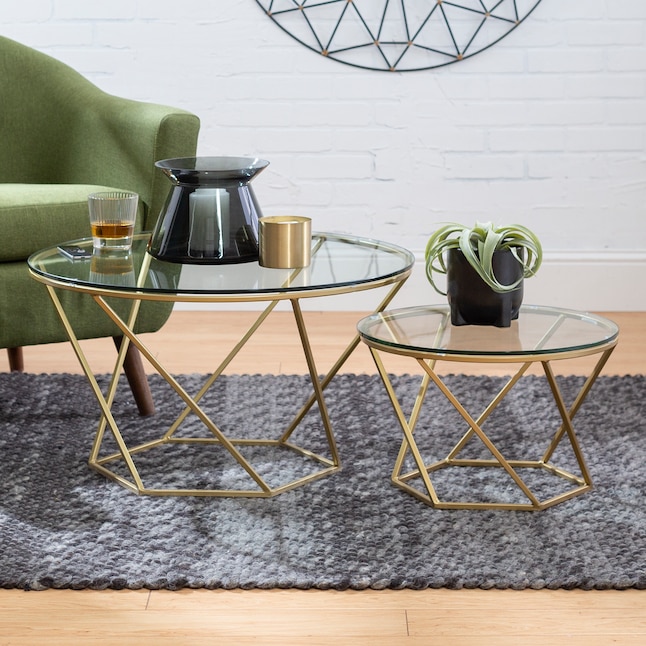 Walker Edison Modern Nesting Triangular Table Set