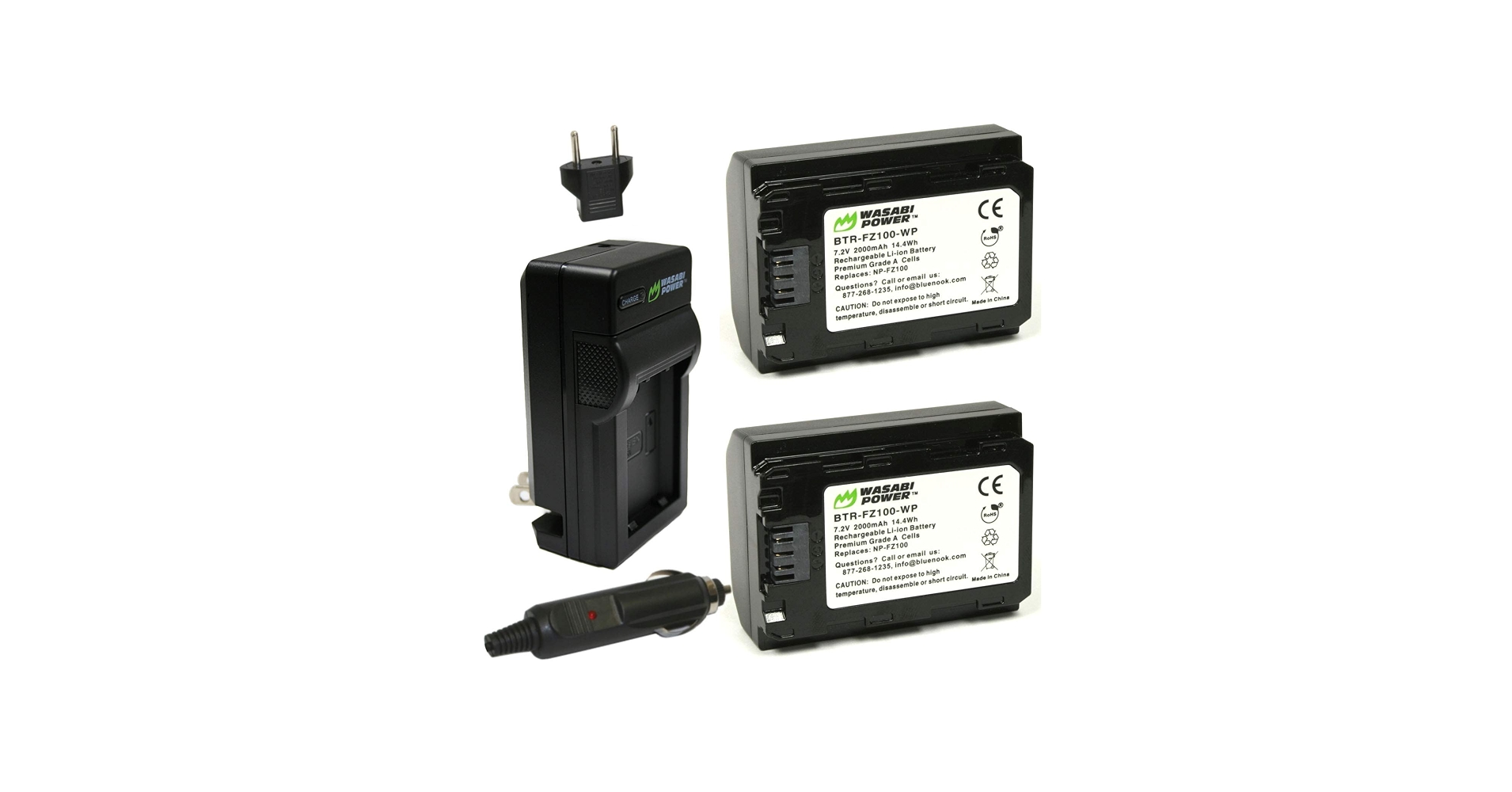 Wasabi Power Battery (2-Pack) + Charger for Sony NP-FZ100