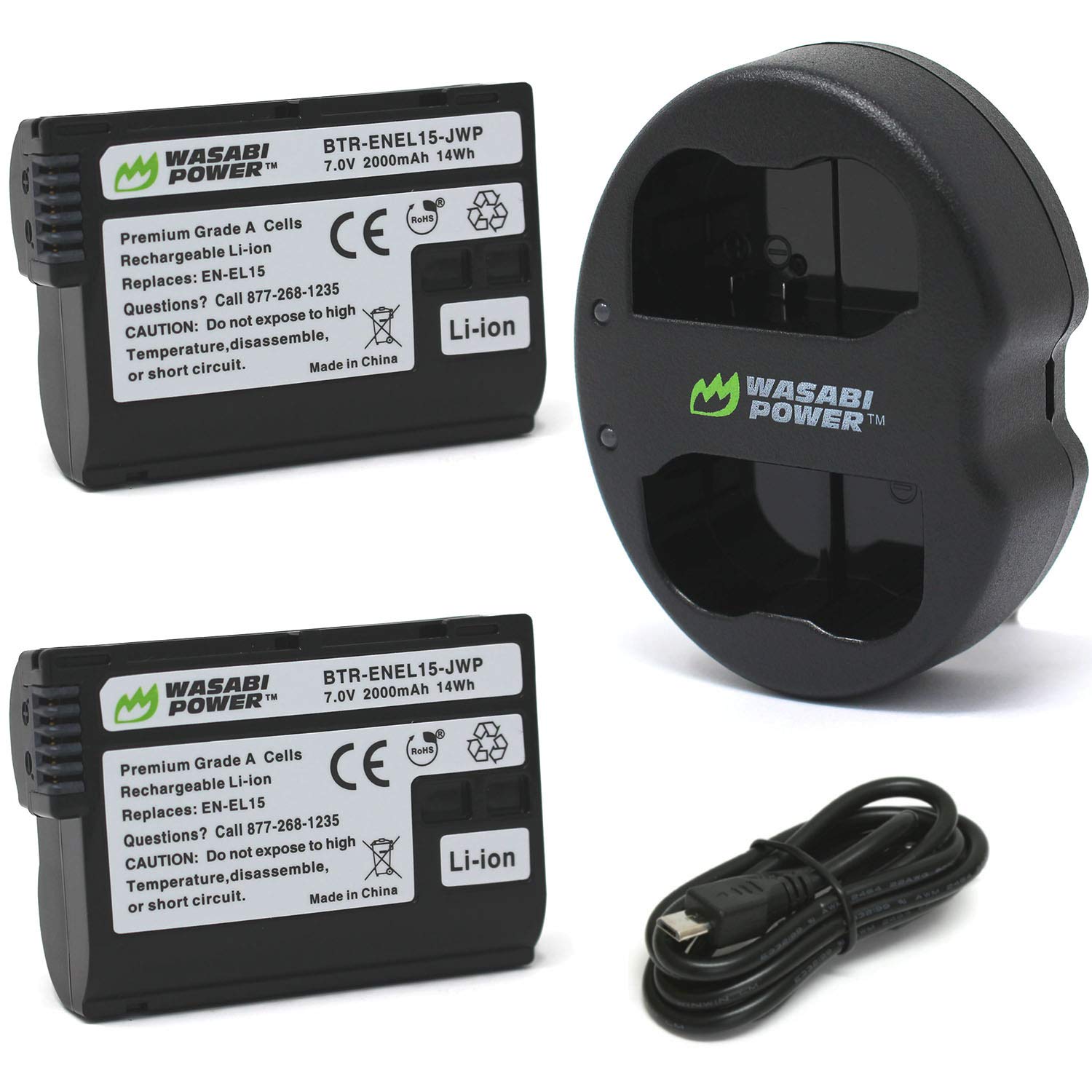 Wasabi Power EN-EL15 Battery 2-Pack + Charger