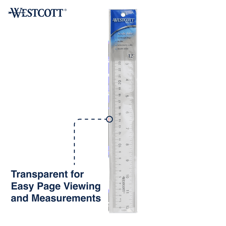 Westcott Acrylic Ruler, 12-Inch
