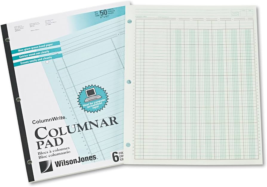 Wilson Jones 6-Column Ledger Pad, 50 Sheets (ASIN: B00N2VJ4K8)