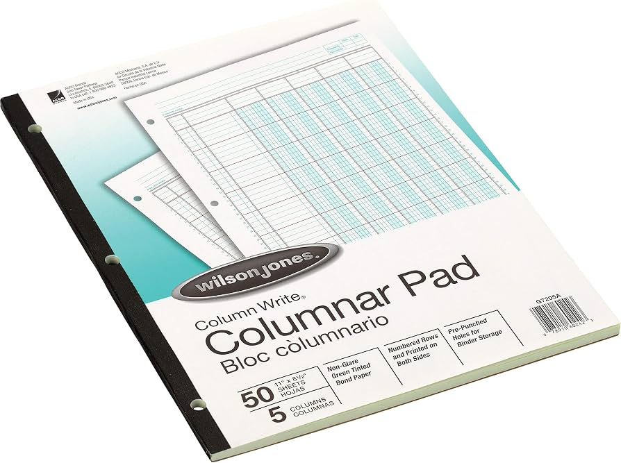 Wilson Jones Ledger Pad (50 Sheets, 8 Columns)