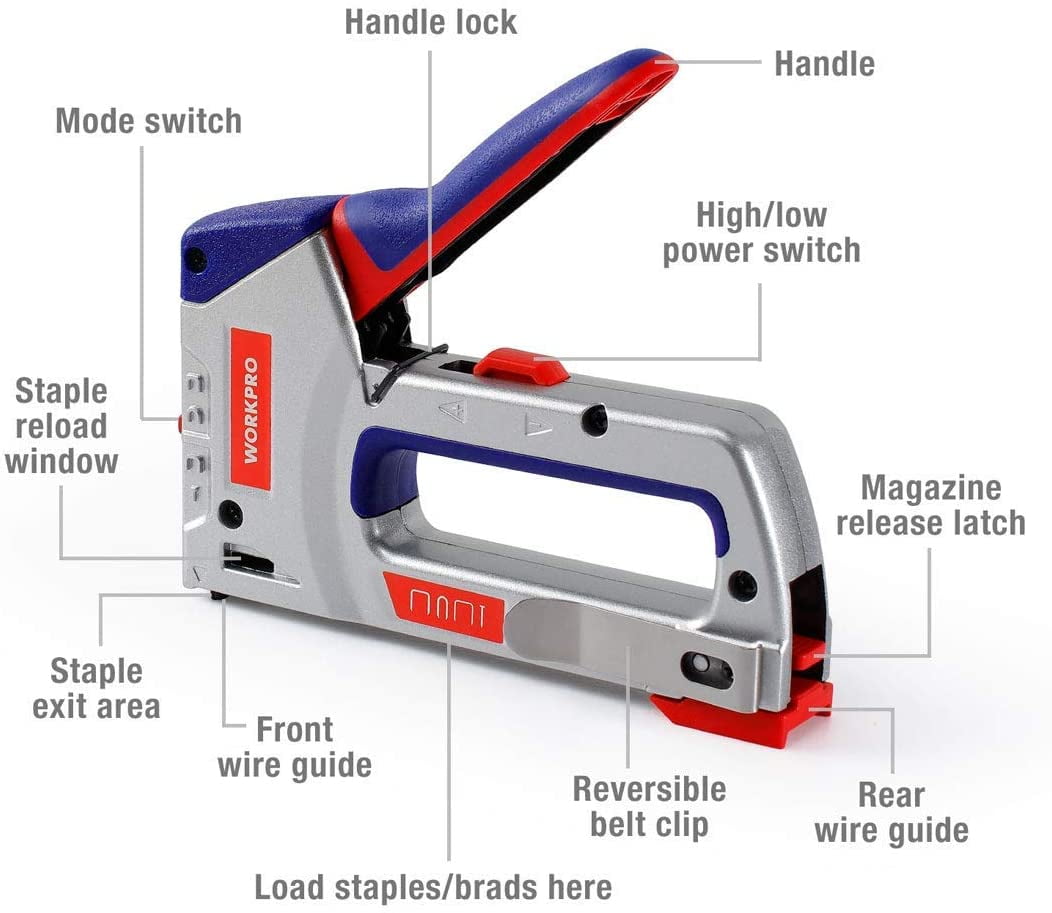 WORKPRO Cordless Electric Staple Gun, 4-in-1 Stapler Nailer Kit