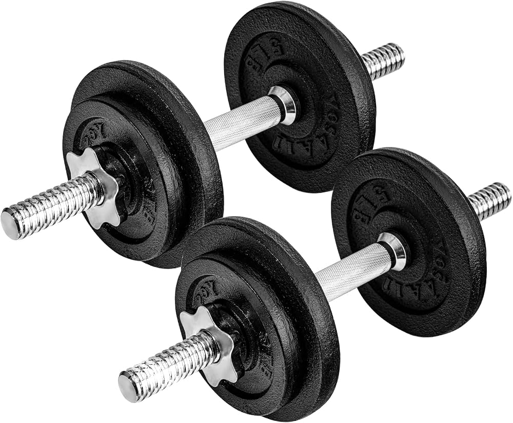 Yes4All Cast Iron Adjustable Dumbbell Set with Spinlock Collars