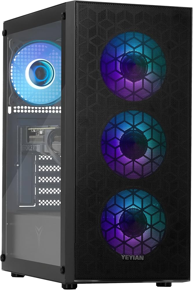 Yeyian Yumi Gaming Desktop, AMD Ryzen 5 7600X, RTX 4070 12GB, 16GB DDR5 RAM, 1TB PCIe SSD