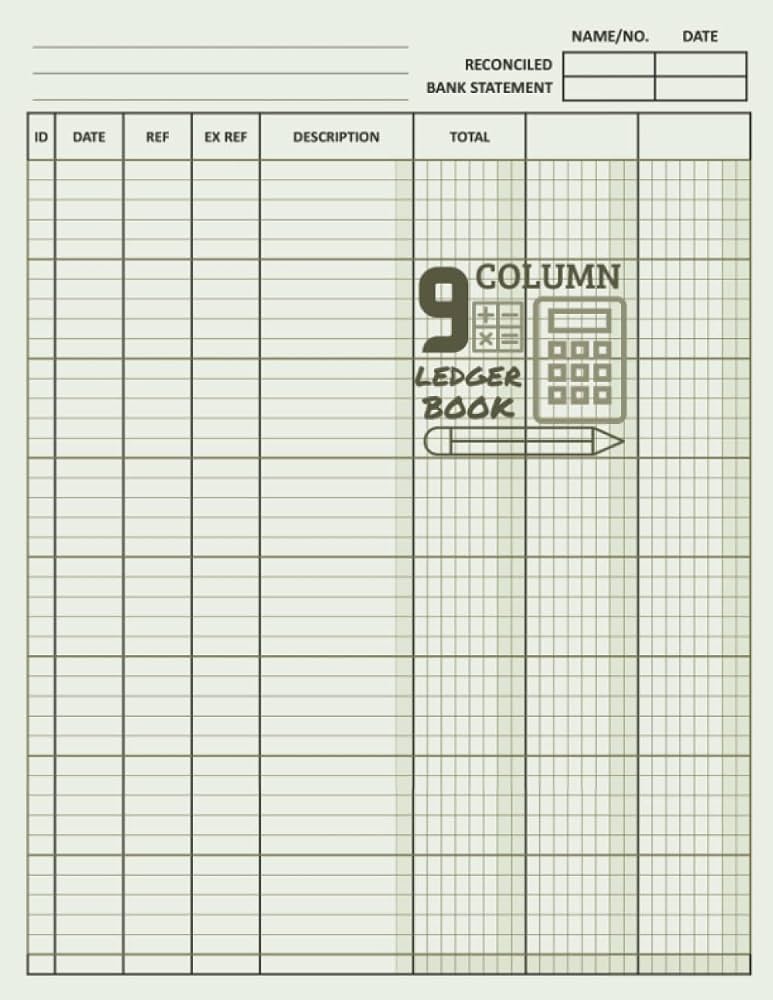 YNK Accounting Ledger Book, 9 Column