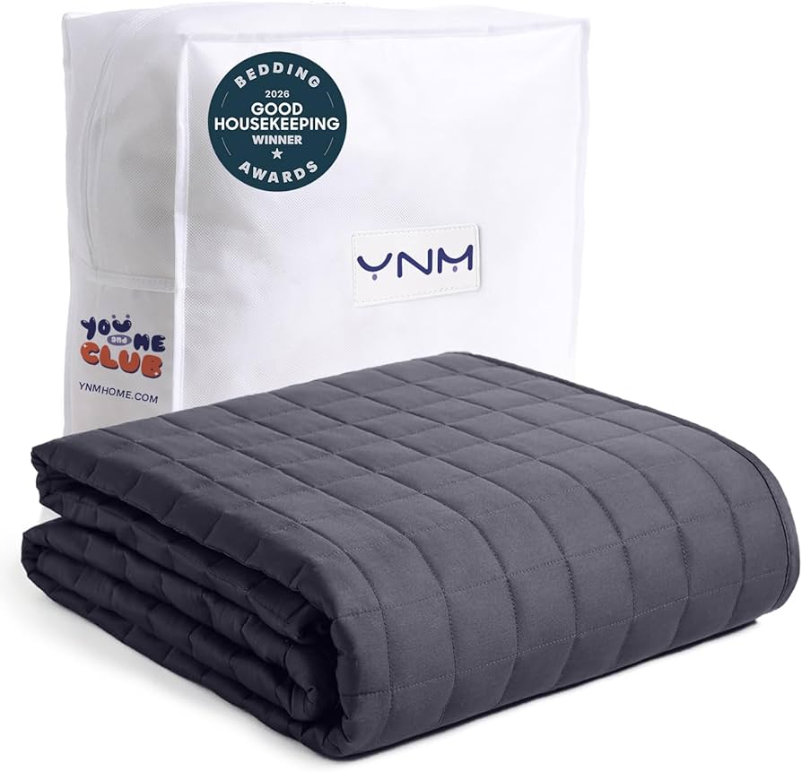 YnM Weighted Blanket with Removable Cover, 15 lbs, Twin Size