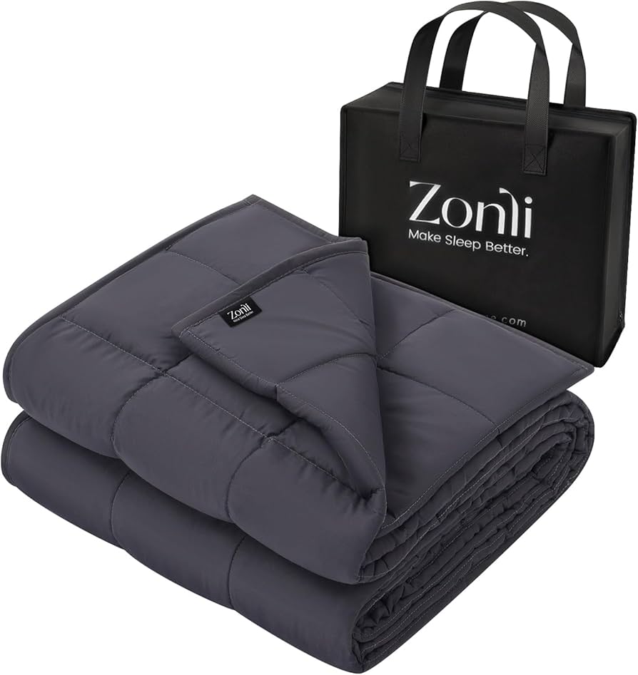 ZonLi Weighted Blanket, 15 lbs, Queen, Grey